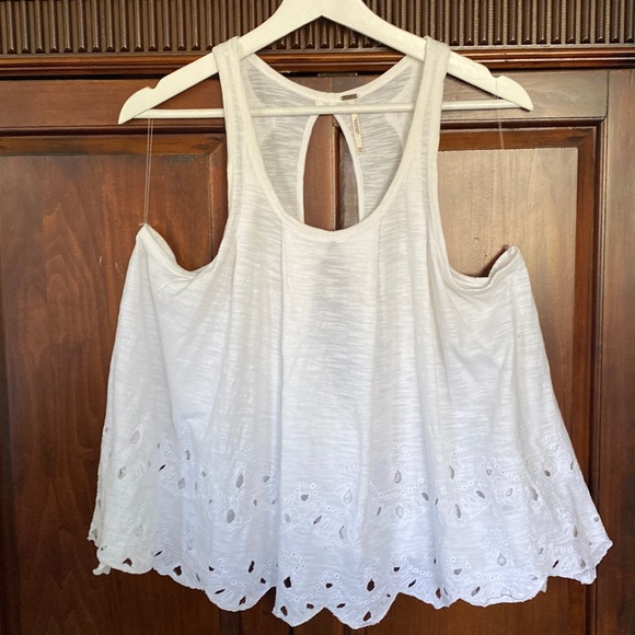 Free People Toosaloosa Tank in Ivory slub attina open back scallop edge picot - Picture 3 of 16